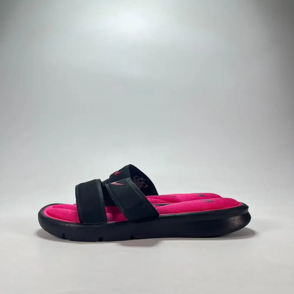 Nike Ultra Black Hot Pink Casual Comfort Slide Sandals 882695-003 Women's Size 6